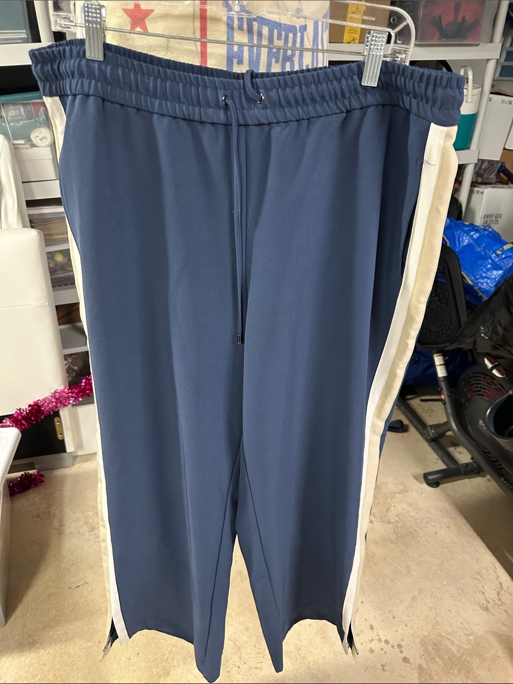 Nine West Blue Track Pants with White Side Stripes
